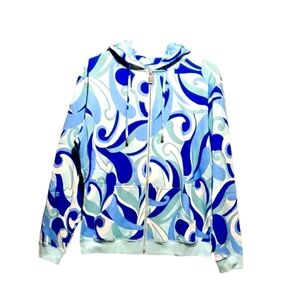 Hill House Kaleidoscope The‎ Allie ZipUp Blue Green Jacket Hoodie Small NWT